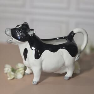 Vintage Otagiri Cow Creamer Pitcher Handcrafted Japan Black & White Holstein